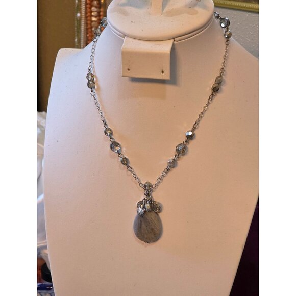 Alexis K. Silver-Tone Chain Necklace With Teardrop Pendant - Picture 7 of 9